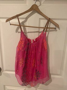 Twelfth Street by Cynthia Vincent Pink Abstract Cami - Leather Straps